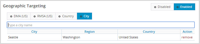 Correction city targeting ad level 10 26 16